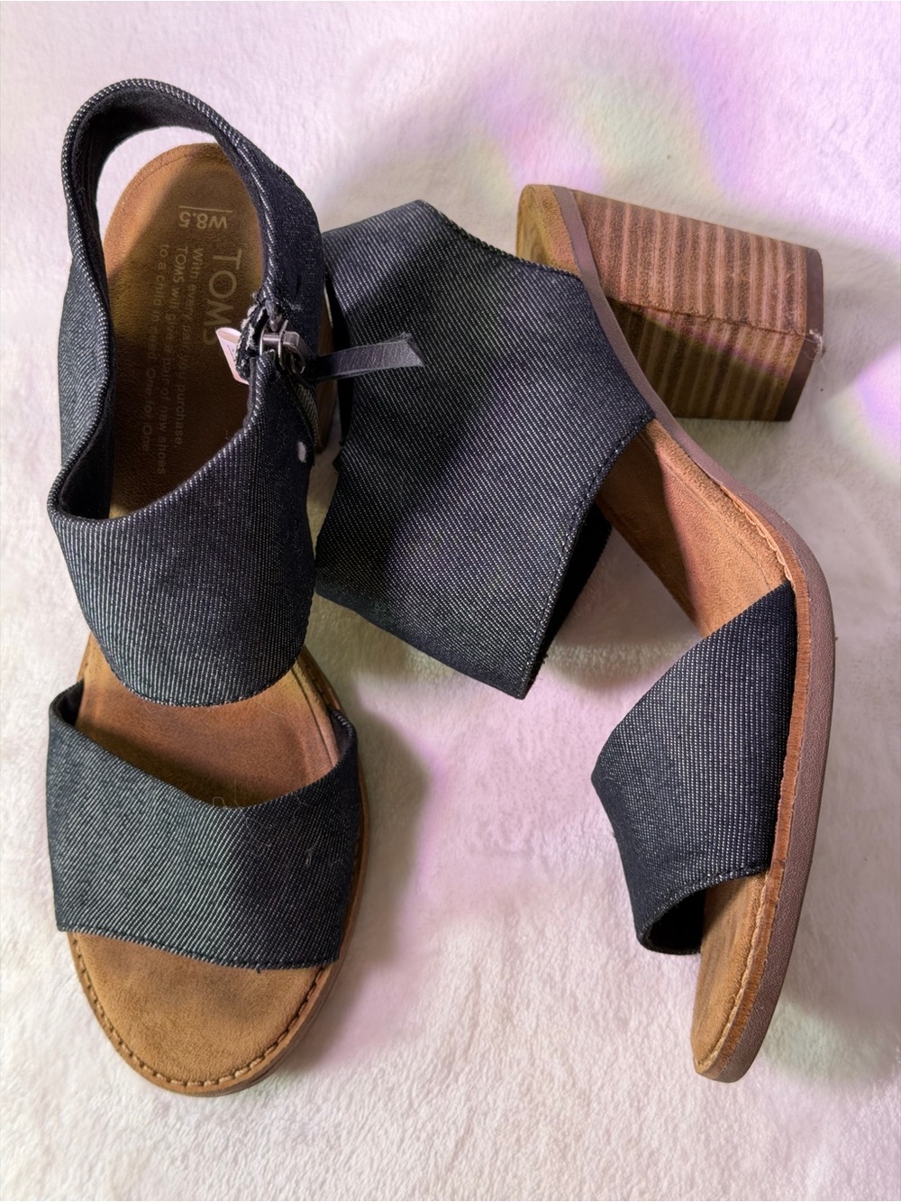 Toms Cream Two-Band Block Heel Sandal - Picture 8 of 12